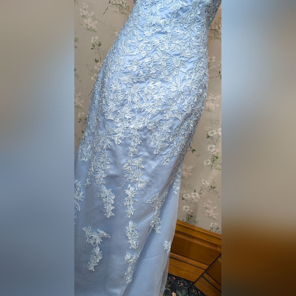 Blue Floral Prom Dress - Picture 3 of 12